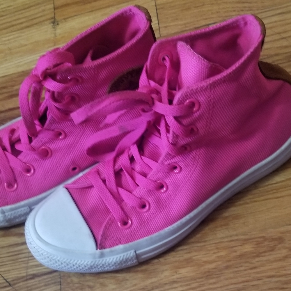 Women's Pink and Brown Suede Hi Top Convertible - Picture 9 of 11